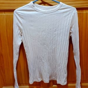 White Ribed long sleeve shirt Medium